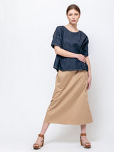Susanne Bommer - Elastic Waist Midi Skirt - Sand - Verdalina
