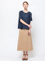 Susanne Bommer - Elastic Waist Midi Skirt - Sand - Verdalina