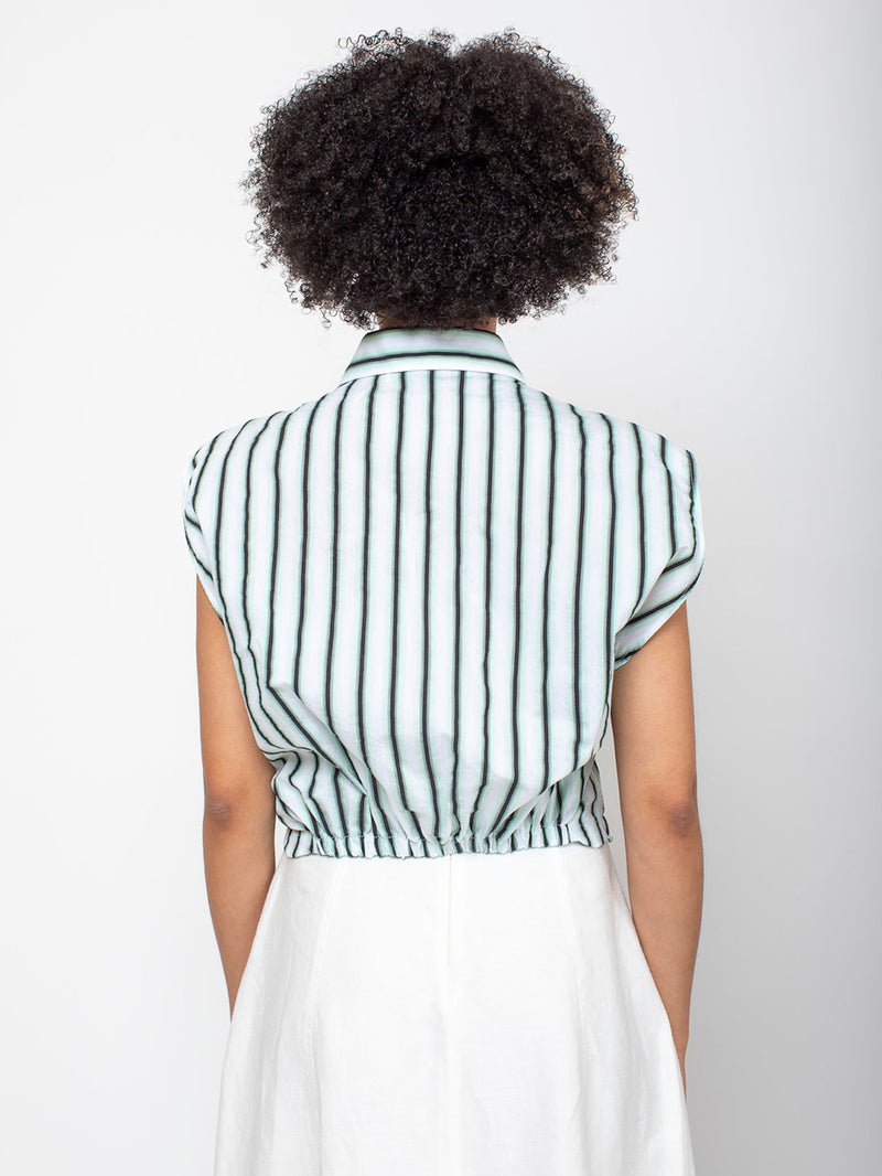 Tela - Parry Stripe Shirt - White/Green/Black - Verdalina