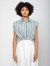 Tela - Parry Stripe Shirt - White/Green/Black - Verdalina