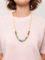 Trade Beads on Adjustable Orange Cord - Green