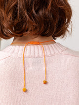 Trade Beads on Adjustable Orange Cord - Green