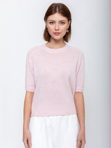 Short Sleeve Cashmere Sweater - Rose Fondant
