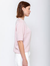 Short Sleeve Cashmere Sweater - Rose Fondant