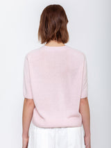 Short Sleeve Cashmere Sweater - Rose Fondant