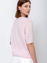 Short Sleeve Cashmere Sweater - Rose Fondant