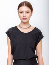 Aquarius Cocktail - Char Tee - Heavy Silk - Black - Verdalina