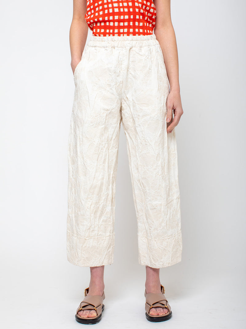 Aequamente - Cotton Jacquard Pants - Chalk - Verdalina