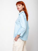 Aequamente - Fine Cotton Button Shirt - Cielo - Verdalina