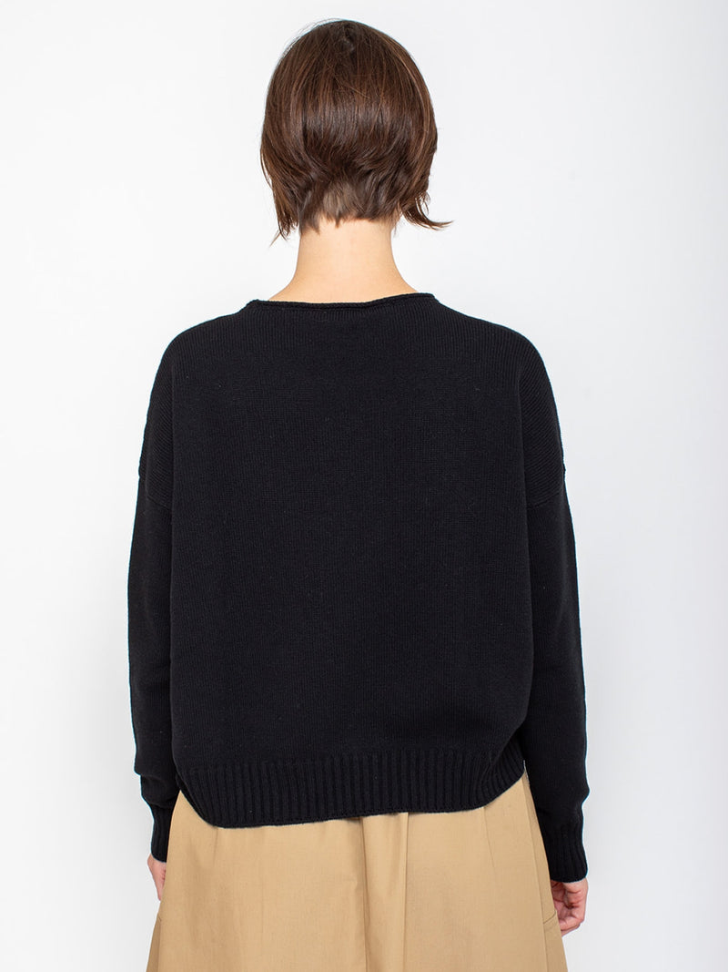 Aequamente - Long Sleeve Cashmere Pullover - Black - Verdalina
