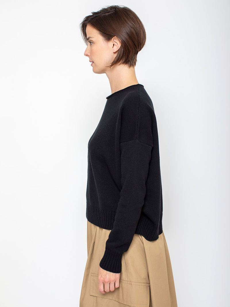 Aequamente - Long Sleeve Cashmere Pullover - Black - Verdalina