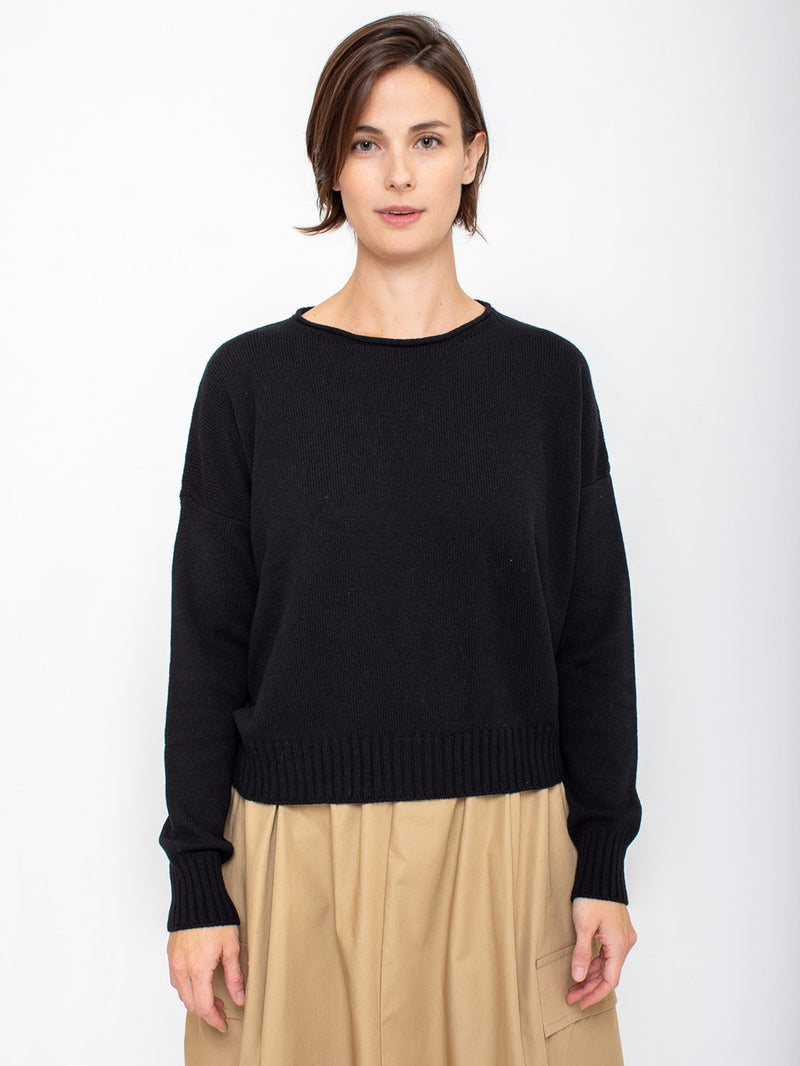 Aequamente - Long Sleeve Cashmere Pullover - Black - Verdalina