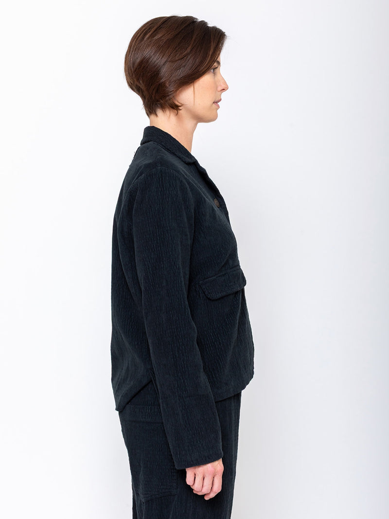 Aequamente - Velvet Corduroy Jacket - Black - Verdalina