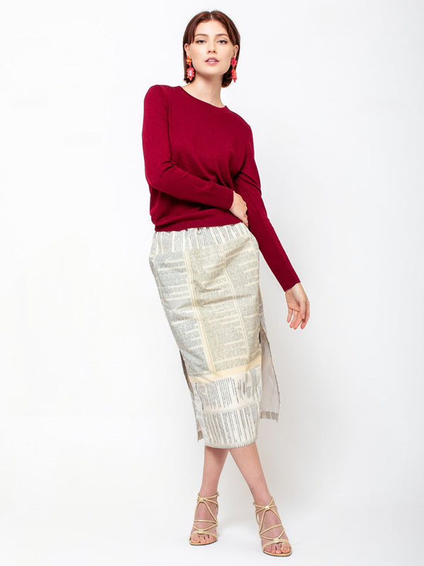 Allude - Long Sleeve Shimmer Sweater - Maple - Verdalina