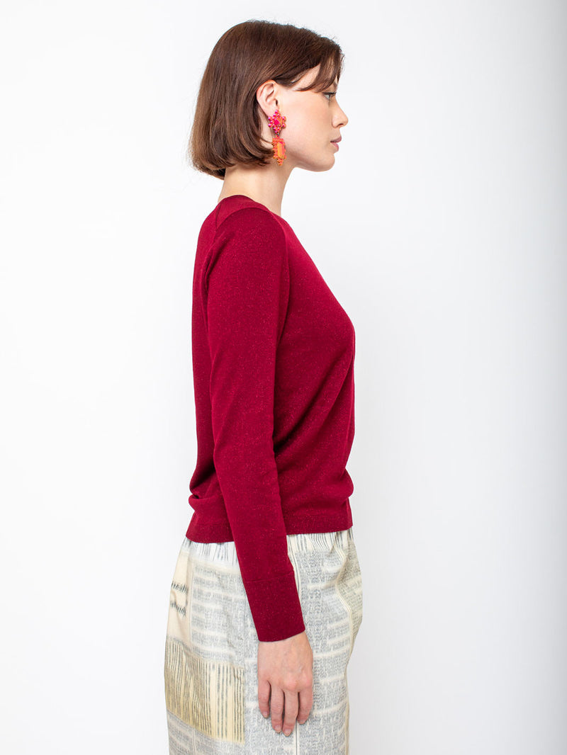Allude - Long Sleeve Shimmer Sweater - Maple - Verdalina