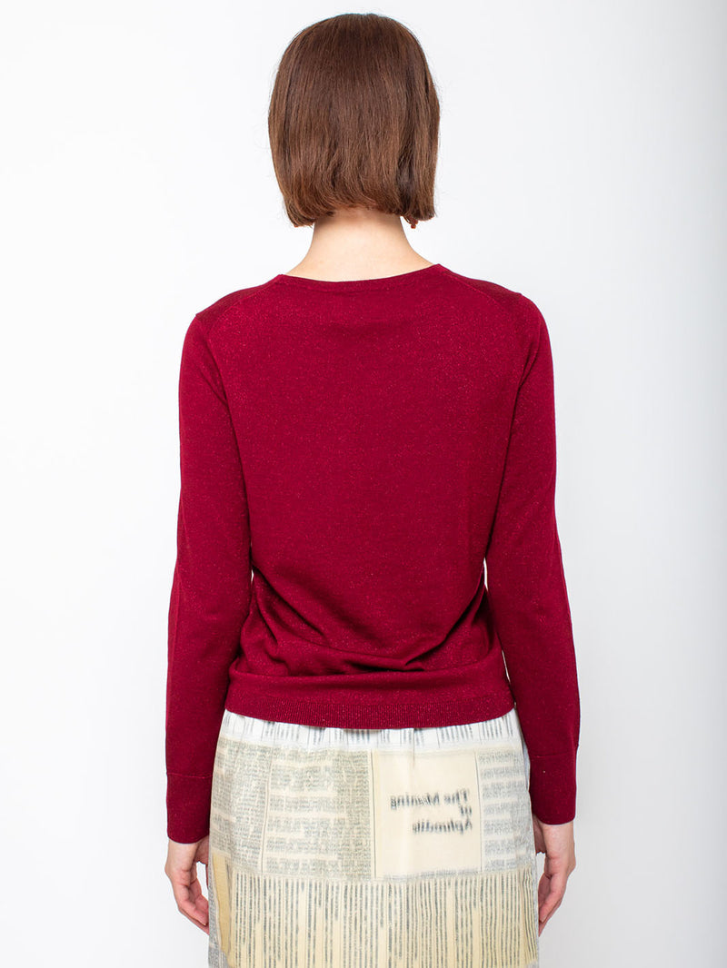Allude - Long Sleeve Shimmer Sweater - Maple - Verdalina