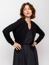 Round Neck Cardigan - Black
