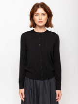 Round Neck Cardigan - Black