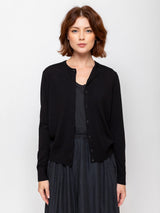 Round Neck Cardigan - Black