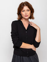 Round Neck Cardigan - Black