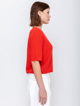 Short Sleeve Sweater - Maraschino Cherry