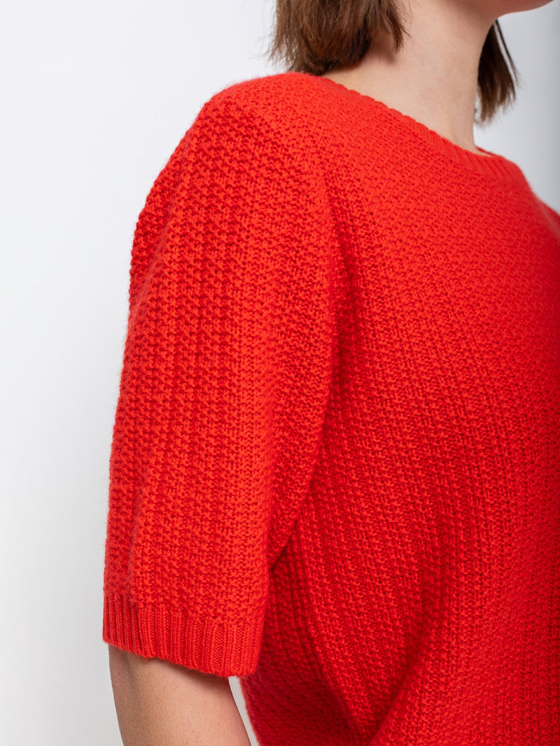 Short Sleeve Sweater - Maraschino Cherry