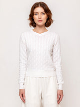 V-Neck Cashmere Sweater - Fleur de Sel