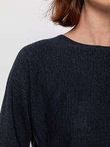 Round Neck Pullover Sweater - Black Melange