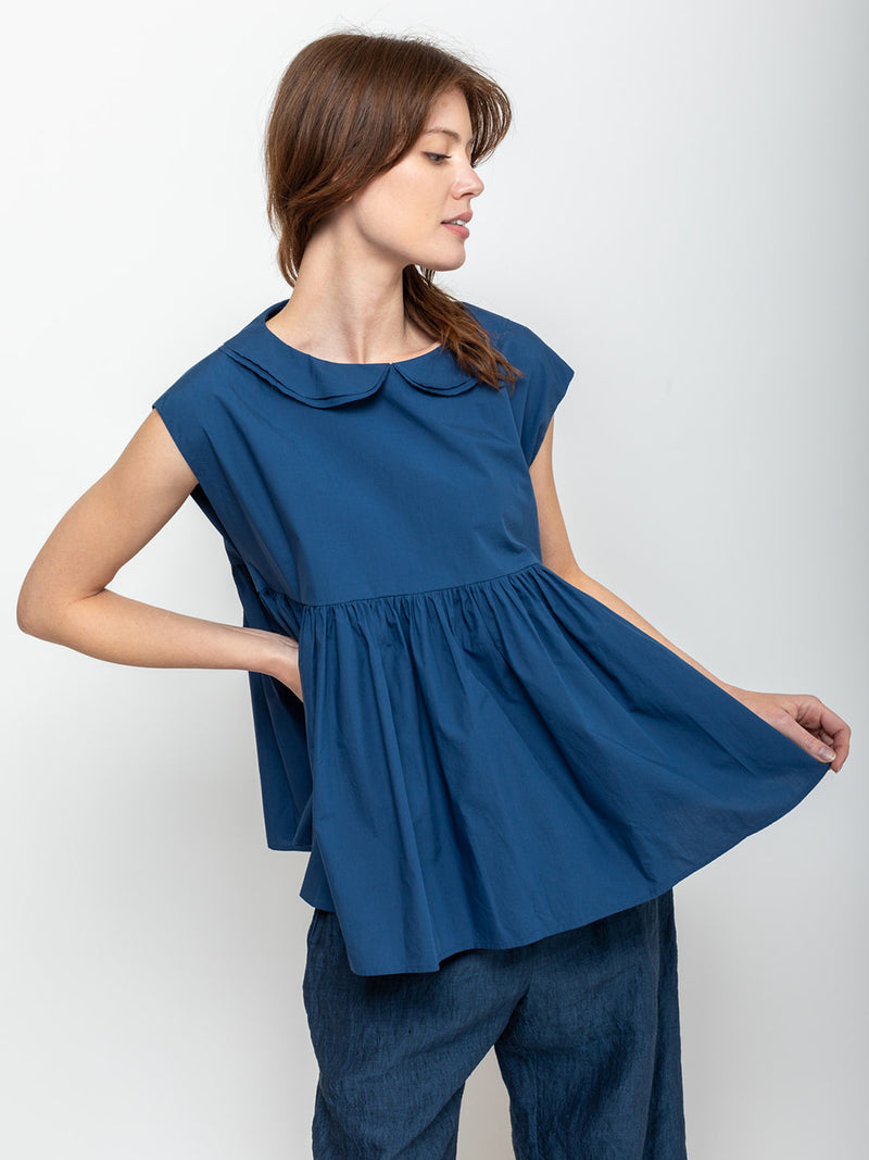 Apuntob - Gathered Top - Denim Blue - Verdalina