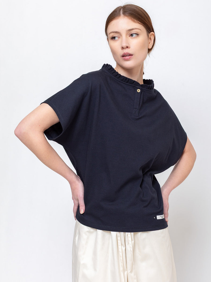 Atlantique Ascoli | Henley Sweatblouse - Navy | Verdalina