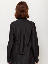 Long Sleeve Silk Blouse - Coal Black
