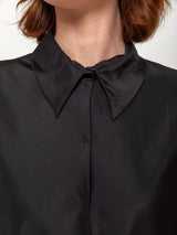 Long Sleeve Silk Blouse - Coal Black