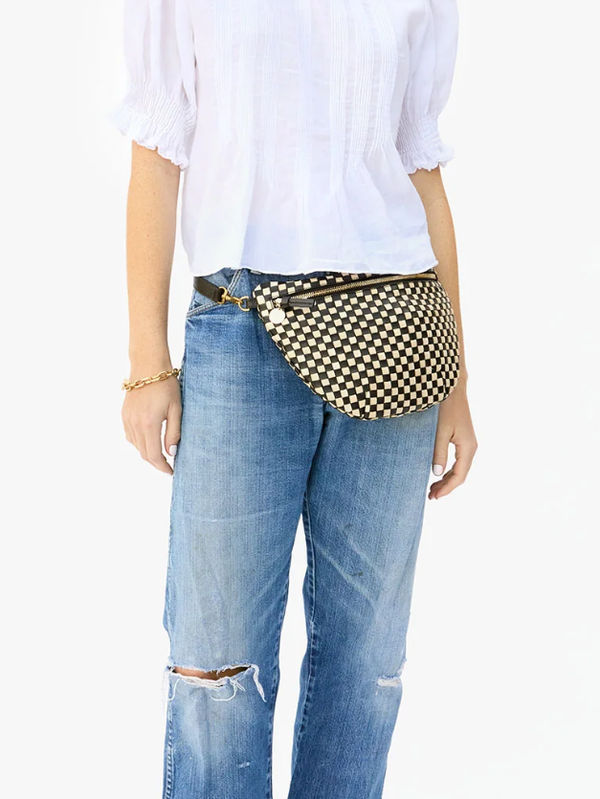 Clare V. - Grande Fannny - Black and Cream Woven Checker - Verdalina