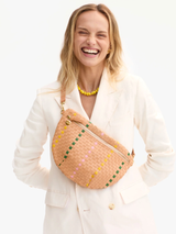 Clare V. - Grande Fanny - Bisque Woven Checker with Stripe - Verdalina