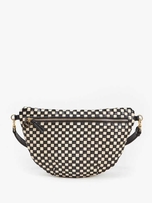 Clare V. - Grande Fannny - Black and Cream Woven Checker - Verdalina