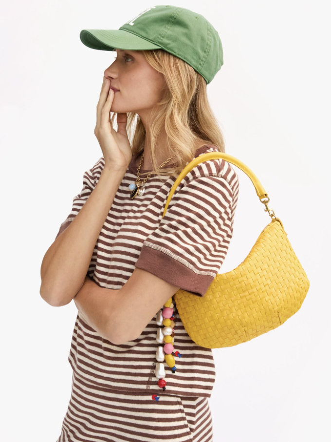 Clare V. - Petit Moyen Messenger - Snapdragon Woven Checker - Verdalina