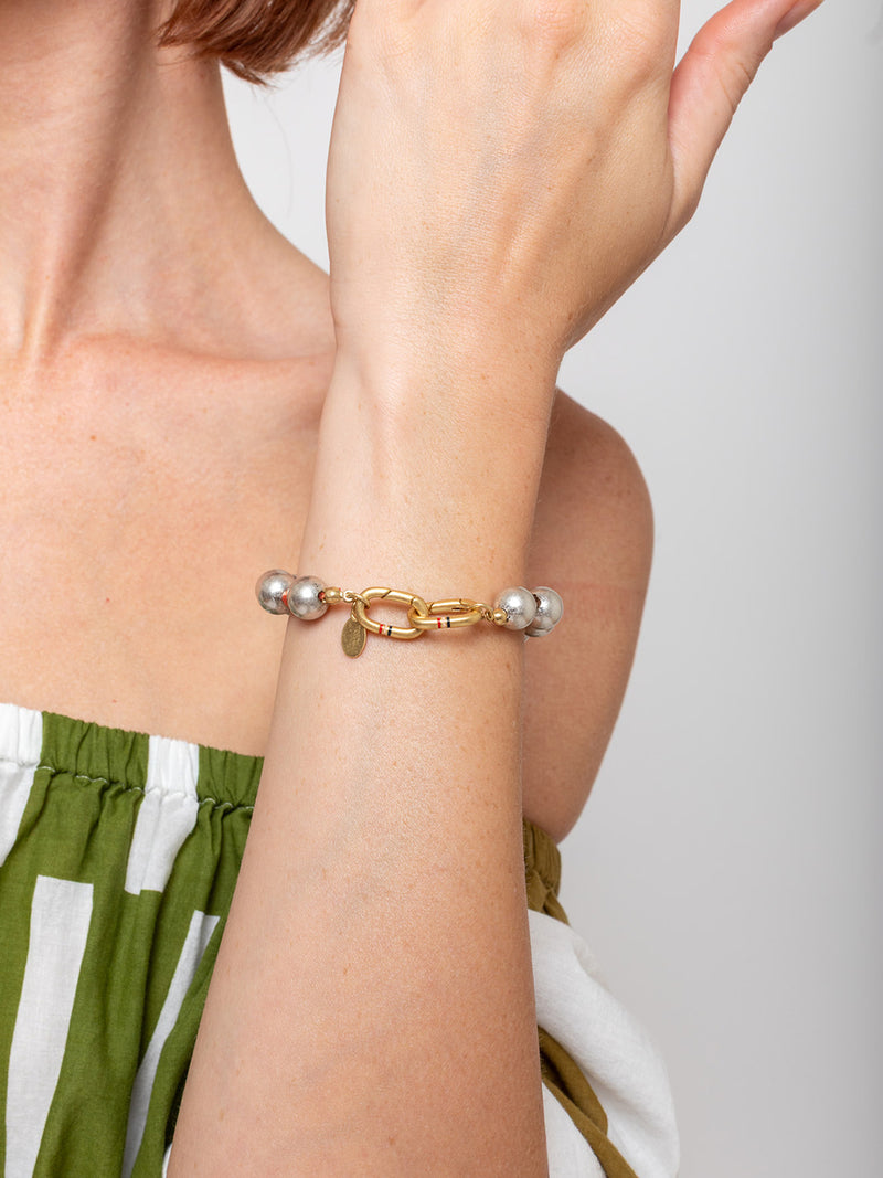 Clare V. - Beaded Strand Bracelet - Silver - Verdalina