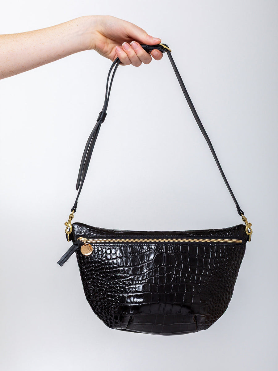 Clare V. | Grande Fanny - Congo Croco - Black | Verdalina