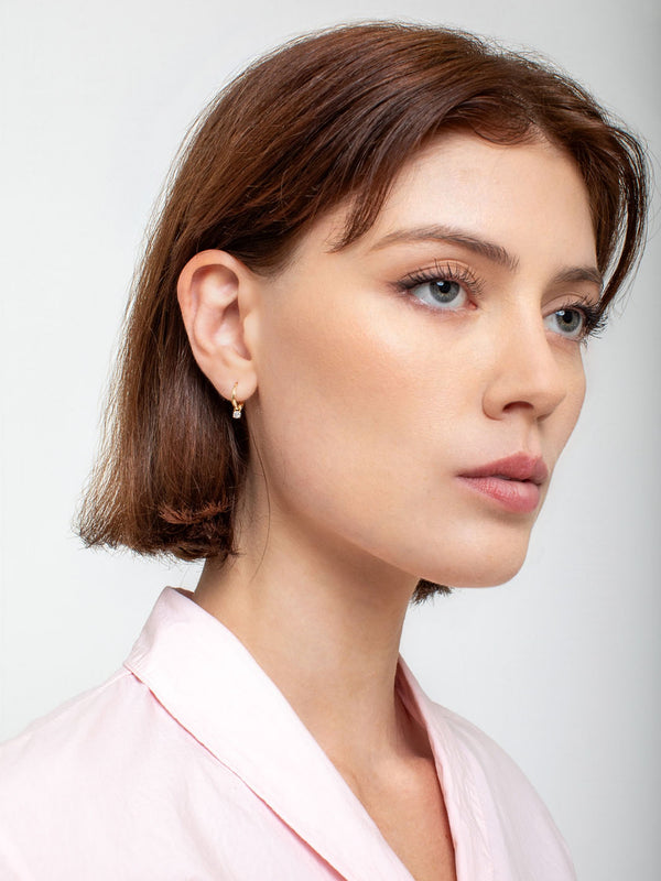 Dalbit - Diamond Drop Hoop Earrings - 14K - Verdalina