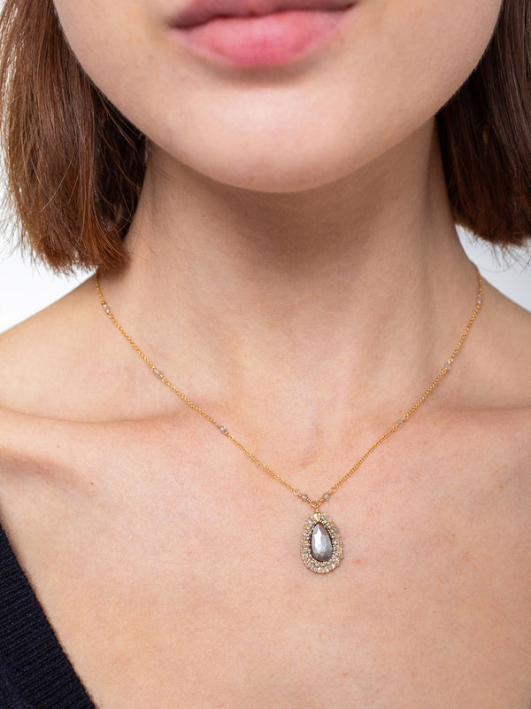 Grey Moonstone and Labradorite Necklace