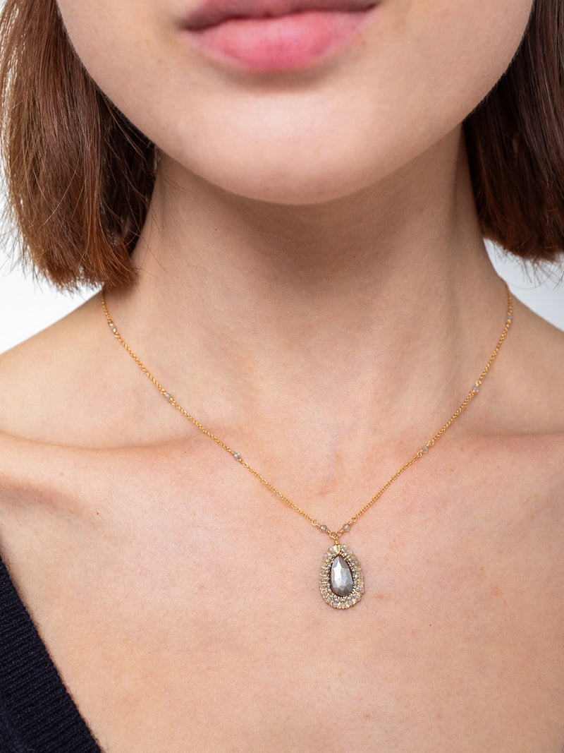 Grey Moonstone and Labradorite Necklace