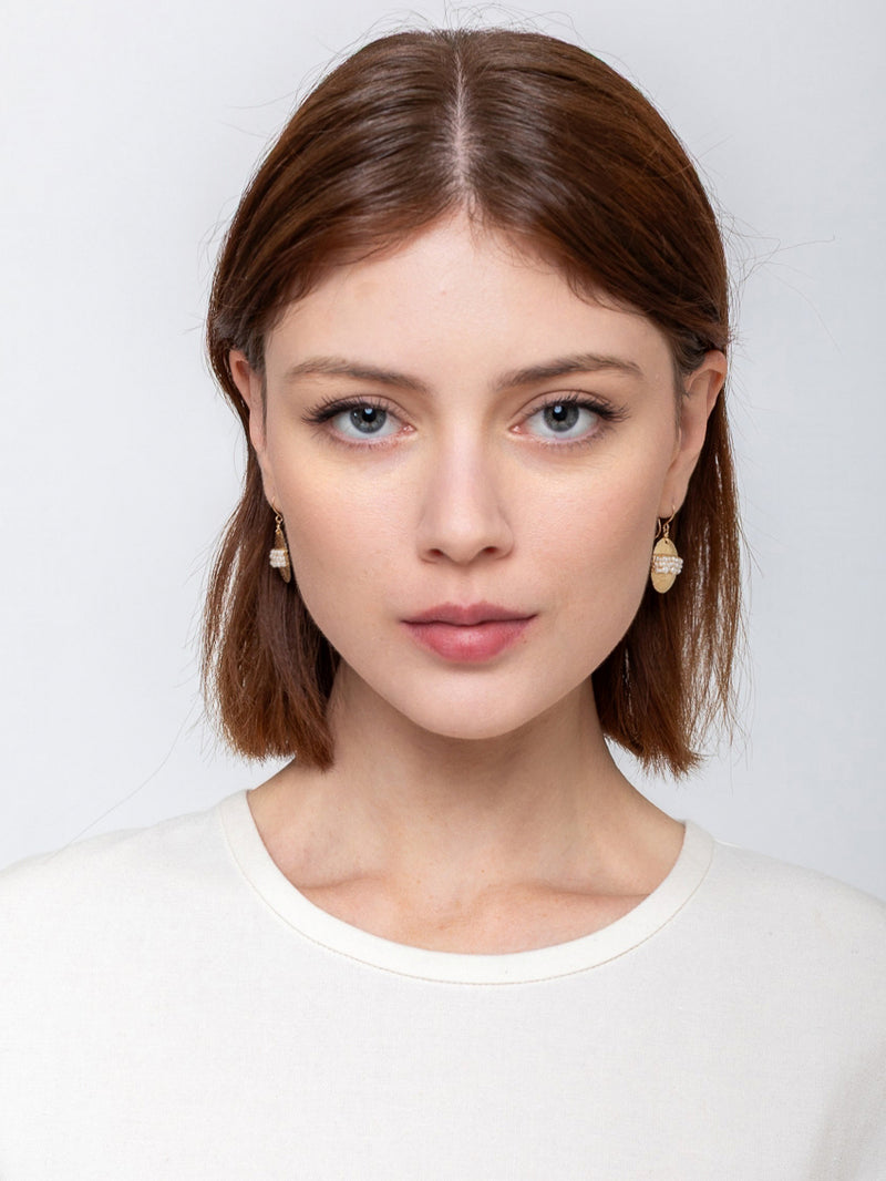 Gold with Pearl Wrap Around Earrings