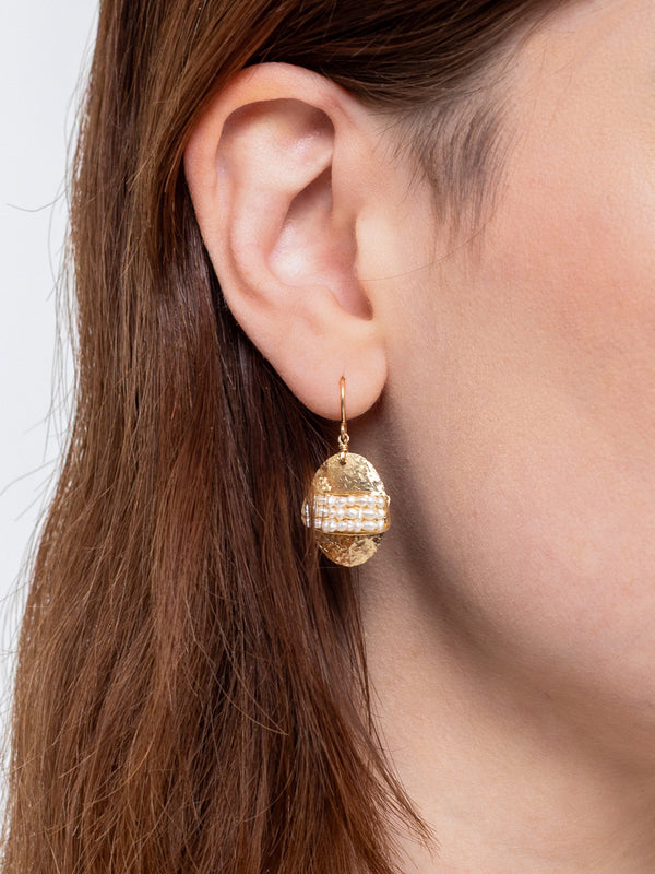 Gold with Pearl Wrap Around Earrings