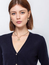 Gold and Silver Necklace with Gold Beads