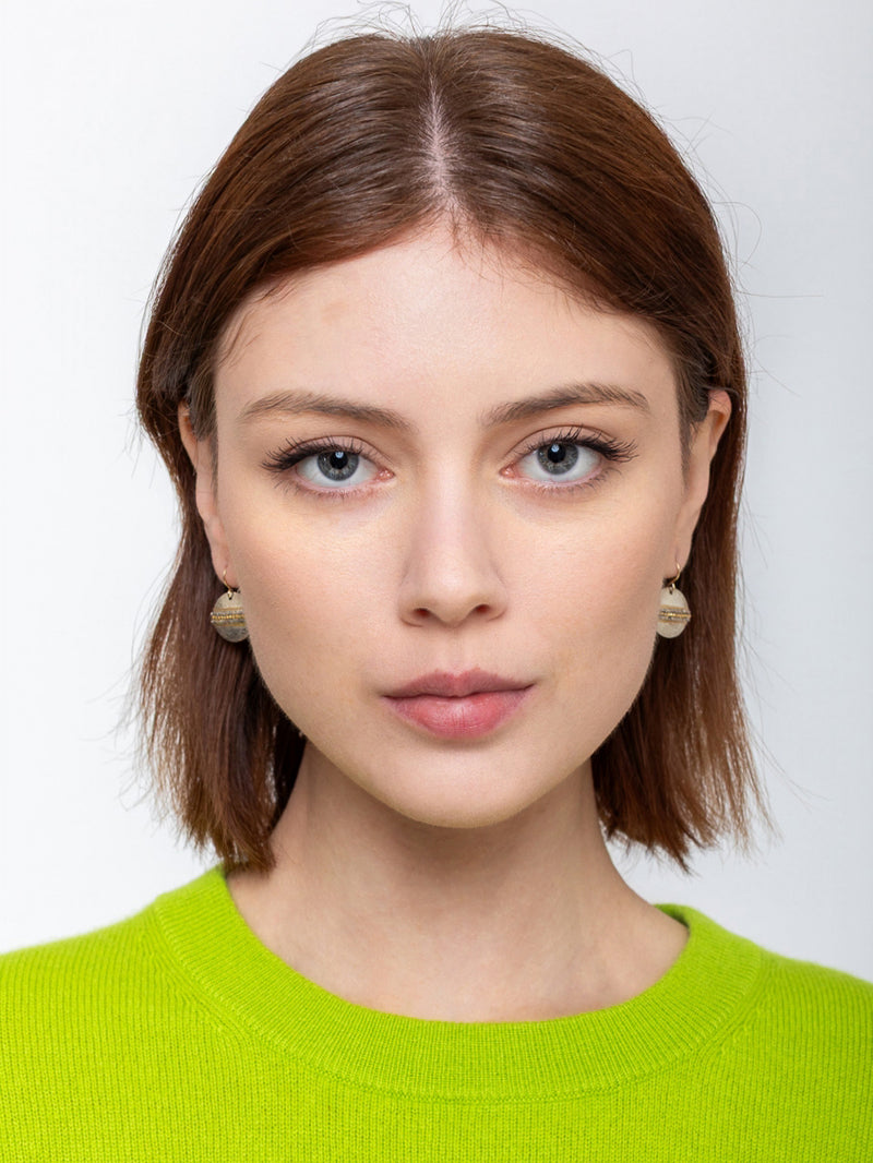 Silver with Gold Wrap Round Earrings