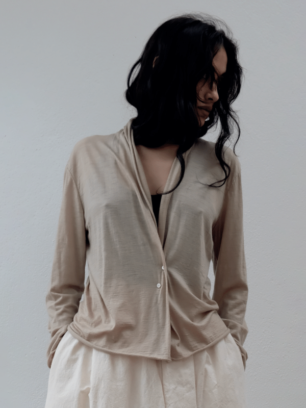 Elsa Esturgie - Osier Lightweight Wool Cardigan - Beige - Verdalina