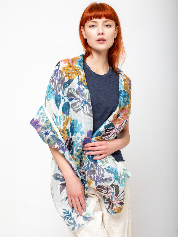 Epice - Classic Flowers Stole - White - Verdalina