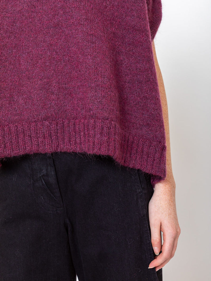 Gallego Desportes - Round Neck Mohair Sweater - Plum - Verdalina