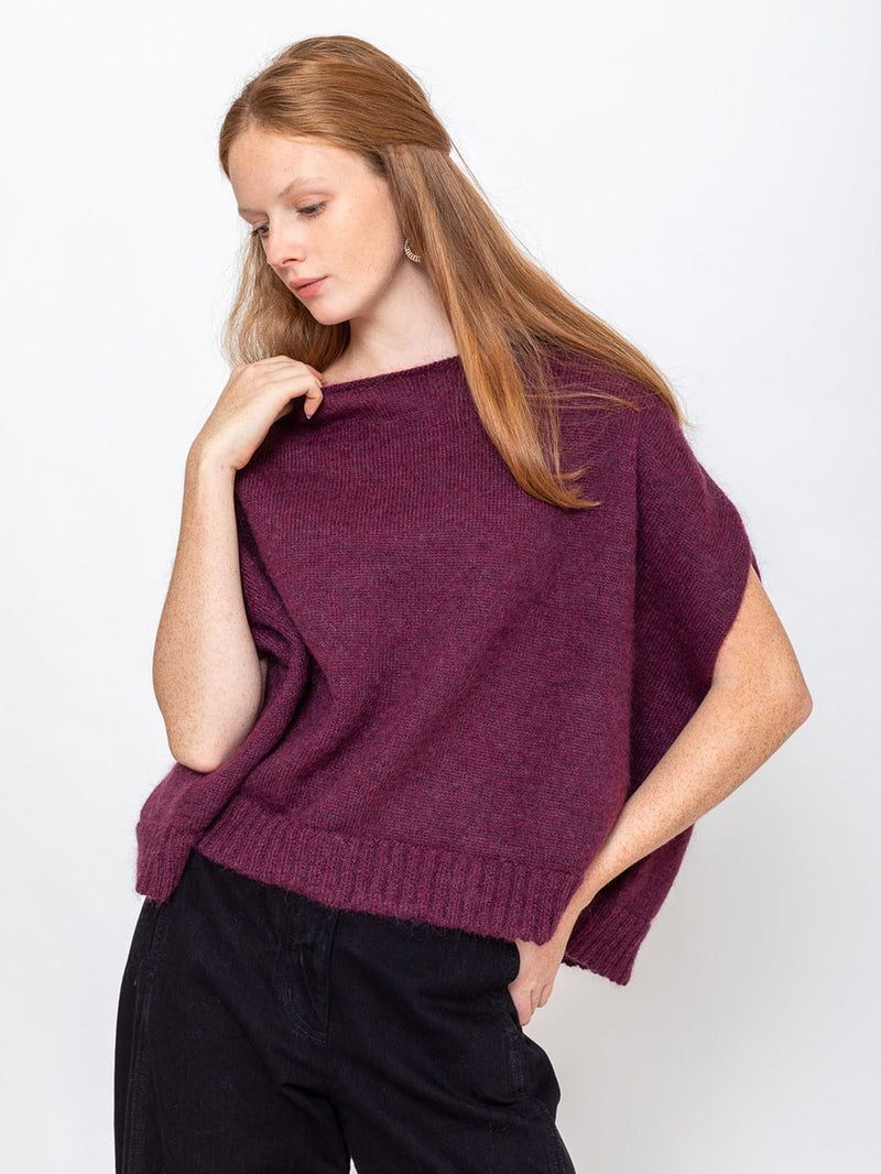 Gallego Desportes - Round Neck Mohair Sweater - Plum - Verdalina