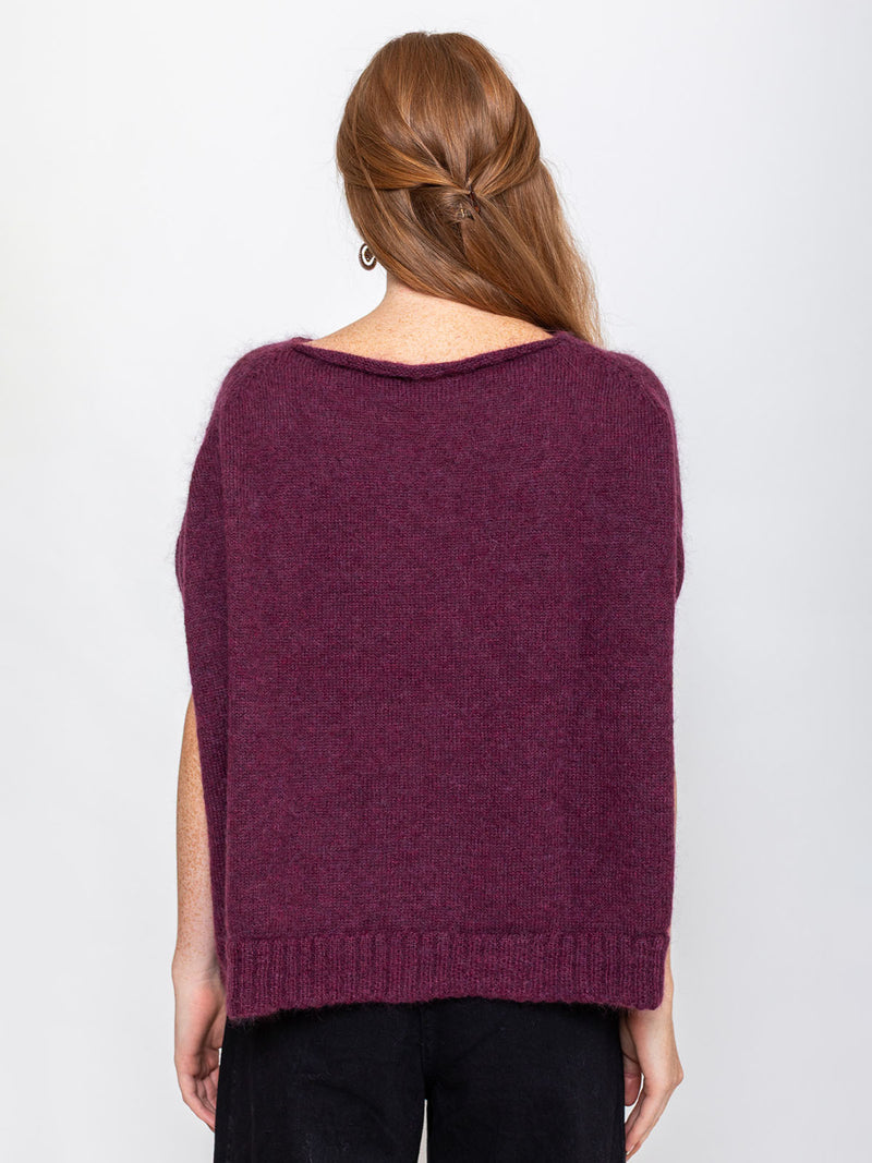 Gallego Desportes - Round Neck Mohair Sweater - Plum - Verdalina